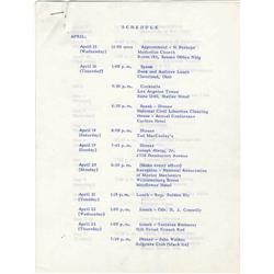 JFK Speaking Schedule 1960
