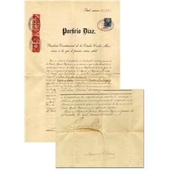 Porfirio Diaz Signed Document