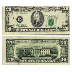 1995 $20 Federal Reserve Error Note