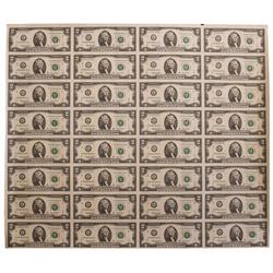 Uncut Sheet of $2 Federal Reserve Notes