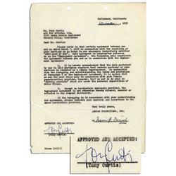 Tony Curtis Signed Contract