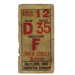 Jeffries vs. Johnson 1910 Ticket
