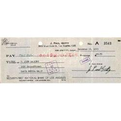 John Paul Getty Signed Check