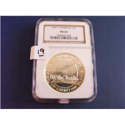 1987 CONSTITUTION $1 SILVER MS 69
