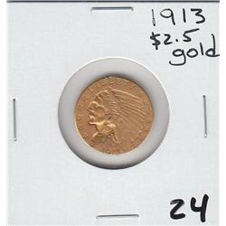 $2.5 GOLD QUARTER EAGLE INDIAN 1913