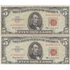 2 $5 RED SEAL LEGAL TENDER 1963