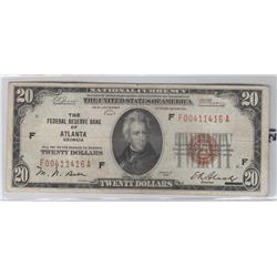 $20 ***ATLANTA*** FEDERAL RESERVE BANK NOTE 1929