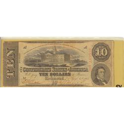 $10 CONFEDERATE NICER 1863 DATE