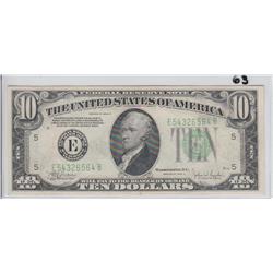 $10 FRN 1934 C LIGHT GREEN SEAL UNCIRCULATED