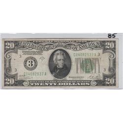 NUMERICAL 1928 SERIES $20 FRN REDEEMABLE IN GOLD #3
