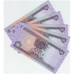 LOT OF 5 IRAQ 50 DINAR NOTES (UNC)