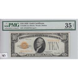 $10 1928 GOLD CERTIFICATE PMG CHOICE 35