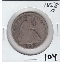 1858 O SEATED HALF