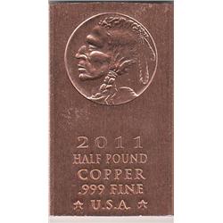 HALF POUND BAR OF PURE COPPER .999FINE