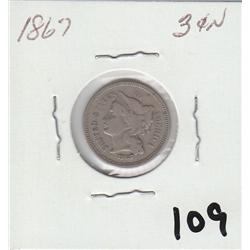 1867 3 CENT PIECE NICE DETAILS
