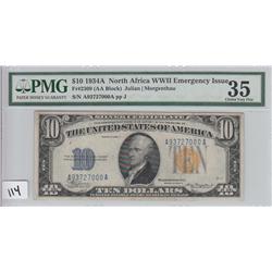 NORTH AFRICA $10 WW11 EMERGENCY ISSUE PMG CHOICE 1934