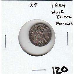 1854 HALF 1/2 DIME (XF) ARROWS
