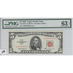 $5 RED SEAL PMG 63 EPQ 1963