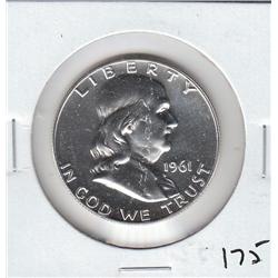 PROOF SILVER FRANKLIN HALF 1961 FLASHY GEM