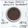 Image 1 : RARE BRITISH COLONY STRAITS SETTLEMENT 1/2 CENT 1872