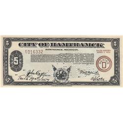 HAMTRAMCK $5 1934 OBSOLETE