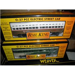 TWO MTH O GAUGE PCC STREET CARS OB