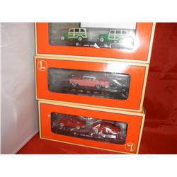 3 LIONEL O GAUGE AUTOCARRIERS