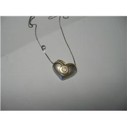 14K Two Tone Gold Diamond Heart Necklace