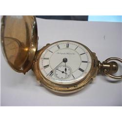 1895 HAMPDEN 14 Gold Pocket Watch Railroad Hunters S-18 17jewels, Runs Perfectly.