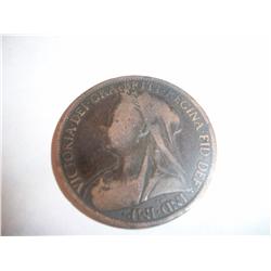 1901 VEILED BUST VICTORIA PENNY BRITISH COIN