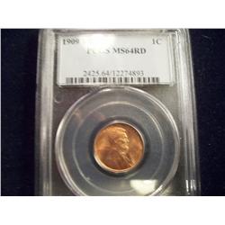 1909 VDB Lincoln Penny, PCGS Graded MS-64 Red
