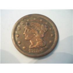 1854 Matron Head Large Penny, VG-8