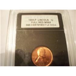 1955-P Full Red Graded MS-69 Lincoln Cent