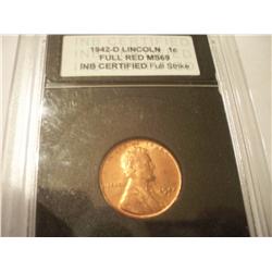 1942-D Full Red Graded MS-69 Lincoln Cent
