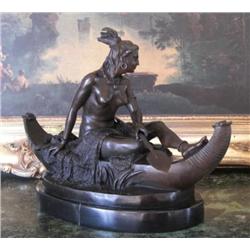 Glorious Bronze Sculpture Native American Squaw in