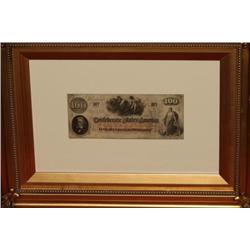 CONFEDERATE STATES OF AMERICA NOTE 1860 FRAMED GOLD GIL