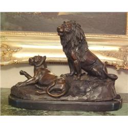 Beautiful Bronze Sculpture Lion & Lioness