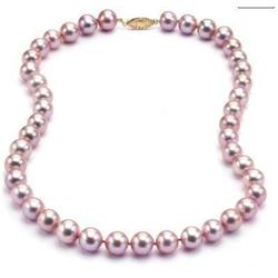 Fine 18 in Natural 8-9mm AAA purple pearl necklace 14K