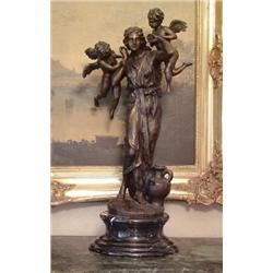 Massive Bronze Sculpture Mother and Cherubs