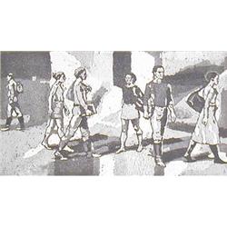 Isabel Bishop STUDENTS OUTDOORS 1977 Signed LE Etching