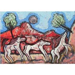 Robert Winslow Original Abstract Oil Painting Horses