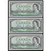 Image 1 : 1954 Lot of Three Consecutive Bank of Canada $1 Devil's Face Notes