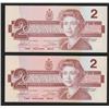 Image 1 : Pair of 1986 Bank of Canada $2 with Identical Serial Numbers