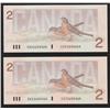 Image 2 : Pair of 1986 Bank of Canada $2 with Identical Serial Numbers