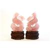 Pair rose quartz carvings of "Roosters"
