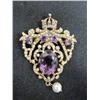 Amethyst, seed pearl & gold broach & pendant