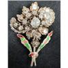 Floral rosecut diamond & enamel brooch