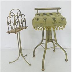 Brass & wood magazine rack,brass footed chair