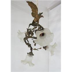 Bronze 5 light chandelier with "Bird"