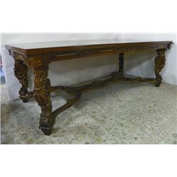 French carved base inlaid dining room table